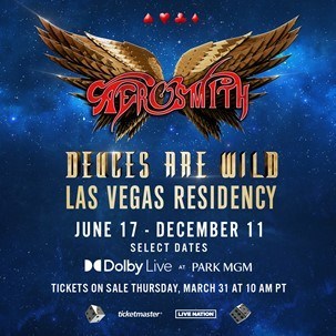 Aerosmith live at the Dolby Live, at the Park MGM Hotel and Casino on June 17, 2022 called Deuces are Wild,